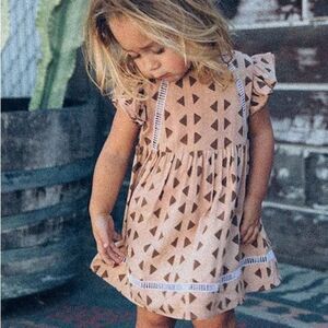 Cleobella Littles Aya Geometric Toddler Dress Spice Sz 2T